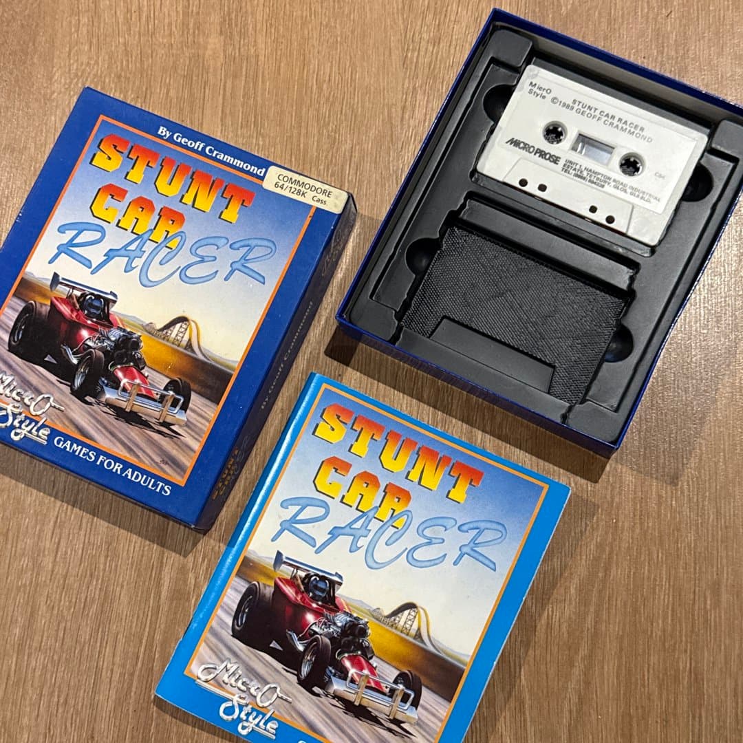 Vintage Stunt Car Racer cassette game for Commodore 64/128K by Geoff Crammond, MicroProse. on Save All