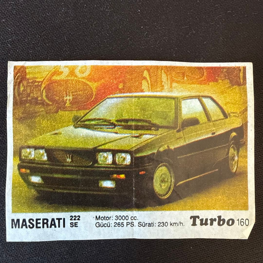Maserati 222 SE Turbo 160 car sticker with specifications.#160 on Save All
